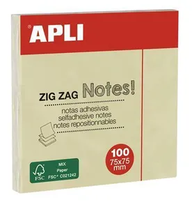 Blok samoprzylepny Z, 75x75 mm, 100 ark., APLI, żółty